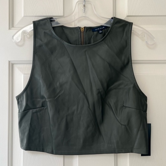 NWT Kirious Faux Leather Cropped Tank Top M - Picture 7 of 13